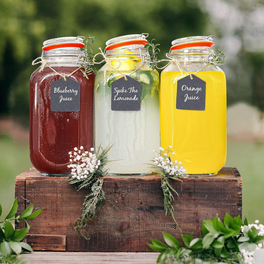 2 Pack 1 Gallon Square Glass Storage Jars with Airtight Lids I67694