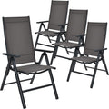 Set of 2 Gray Folding Patio Chairs with Adjustable Backrest F76959