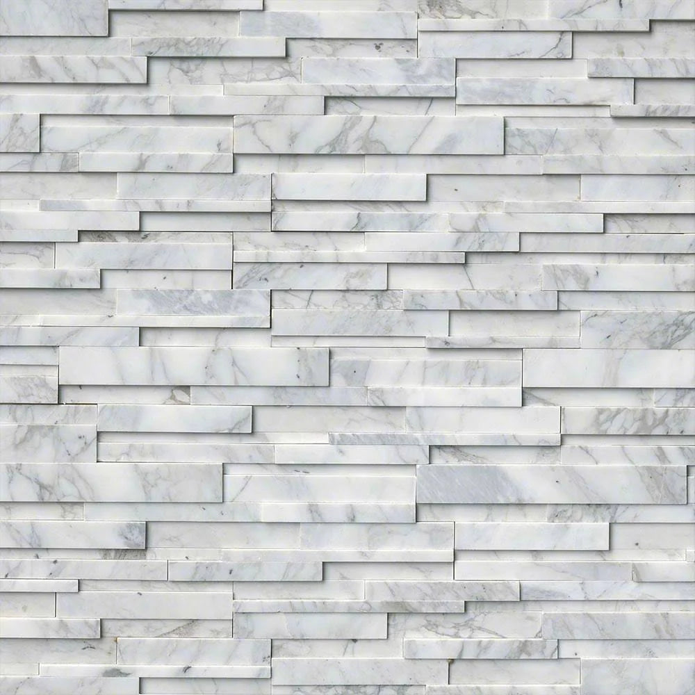 Stacked Stone Panels 3D 6 x 24 Calacatta Cressa Tile D275405