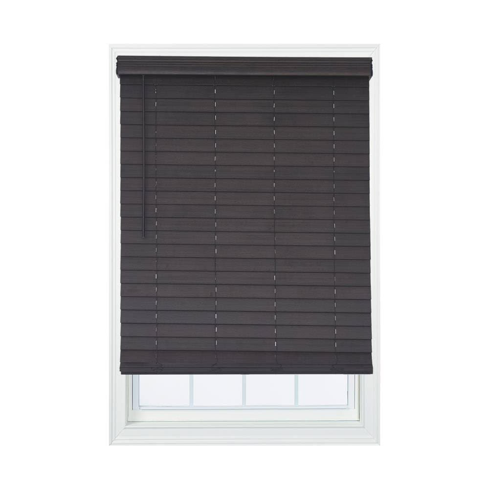 Cordless Walnut Faux Wood Room Darkening Horizontal Blinds B4156
