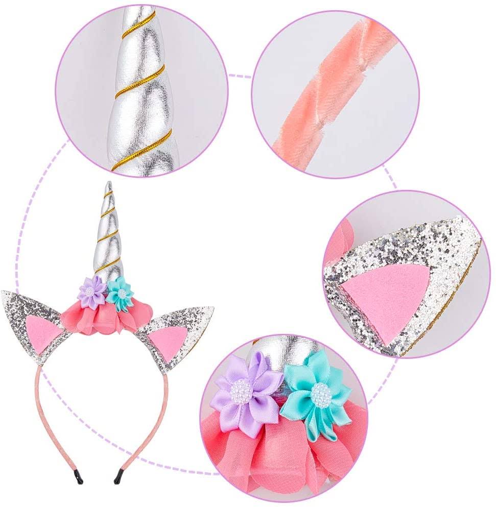 Silver Unicorn Headband and Birthday Sash Set O4529