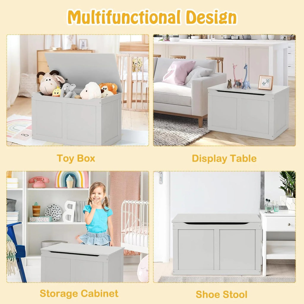 Wooden Toy Box Storage Truck Bench with Flip-Top Lid H4028