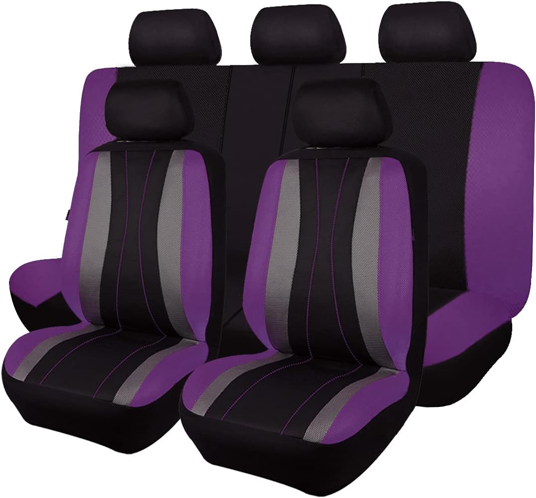 Faux Leather Mesh Car Seat Covers Full Set Q80752