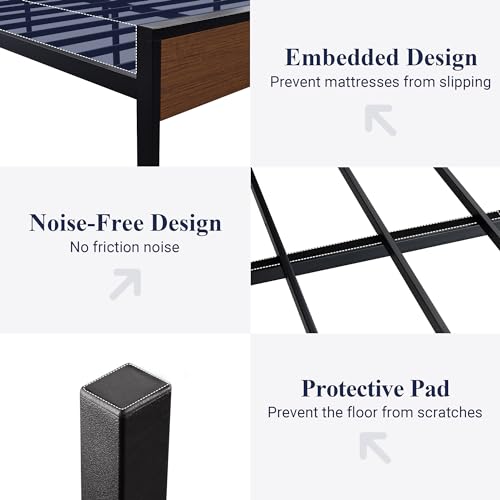 Full Size Platform Bed Frame with Wooden Headboard and Footboard I26690