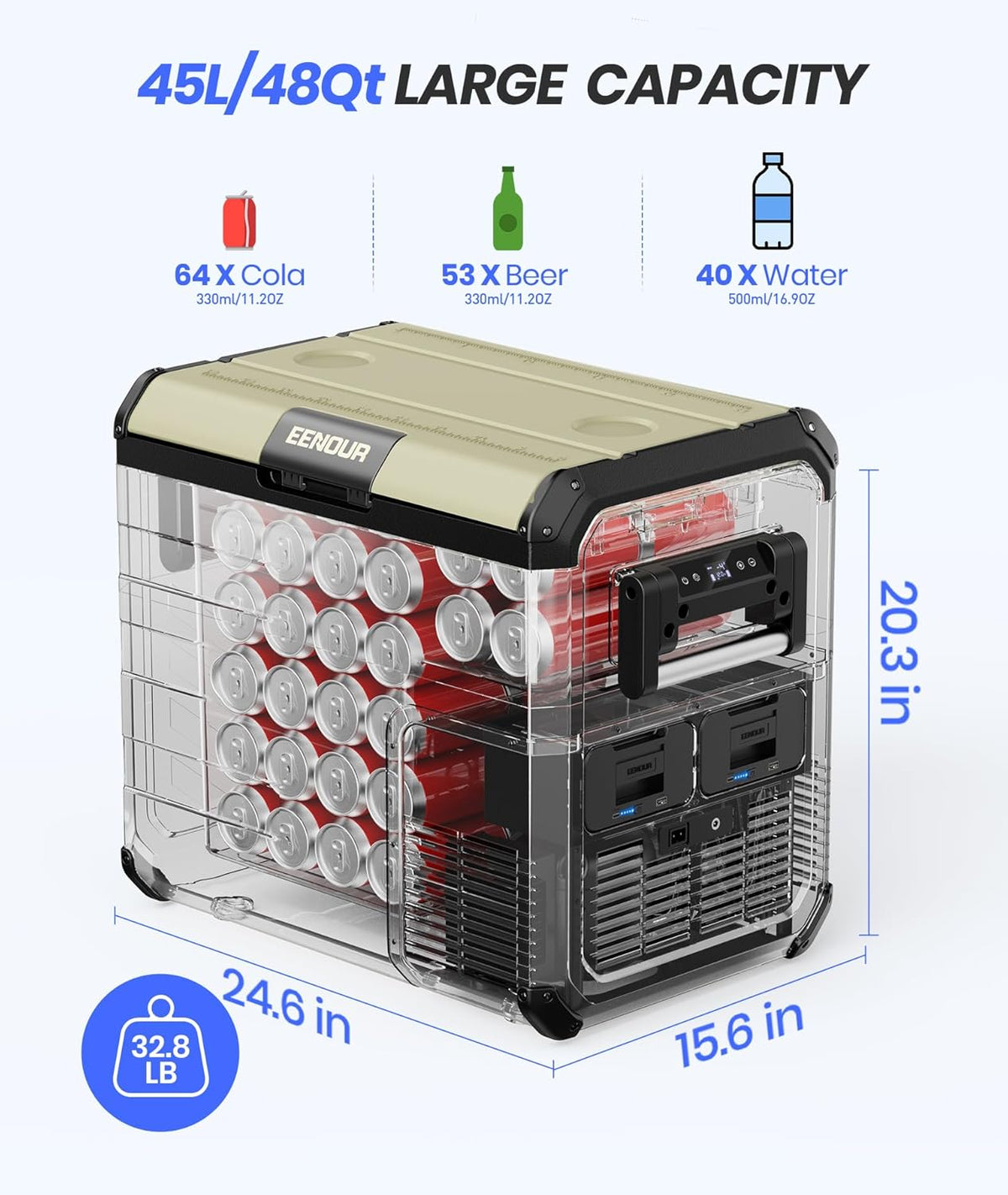 48 Quart 45L 12V Portable Car Fridge Freezer Z486