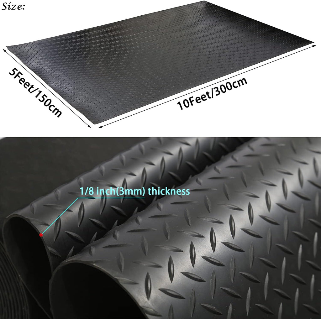 Black 5x10 Ft Diamond Plate Rubber Floor Mat O218801