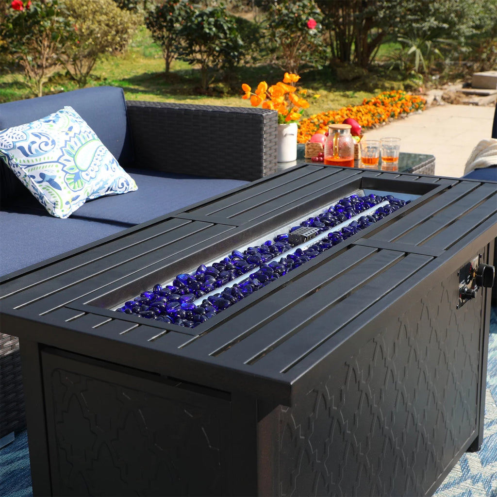 8 PCS Outdoor Patio Furniture Set with Fire Pit Table E52704