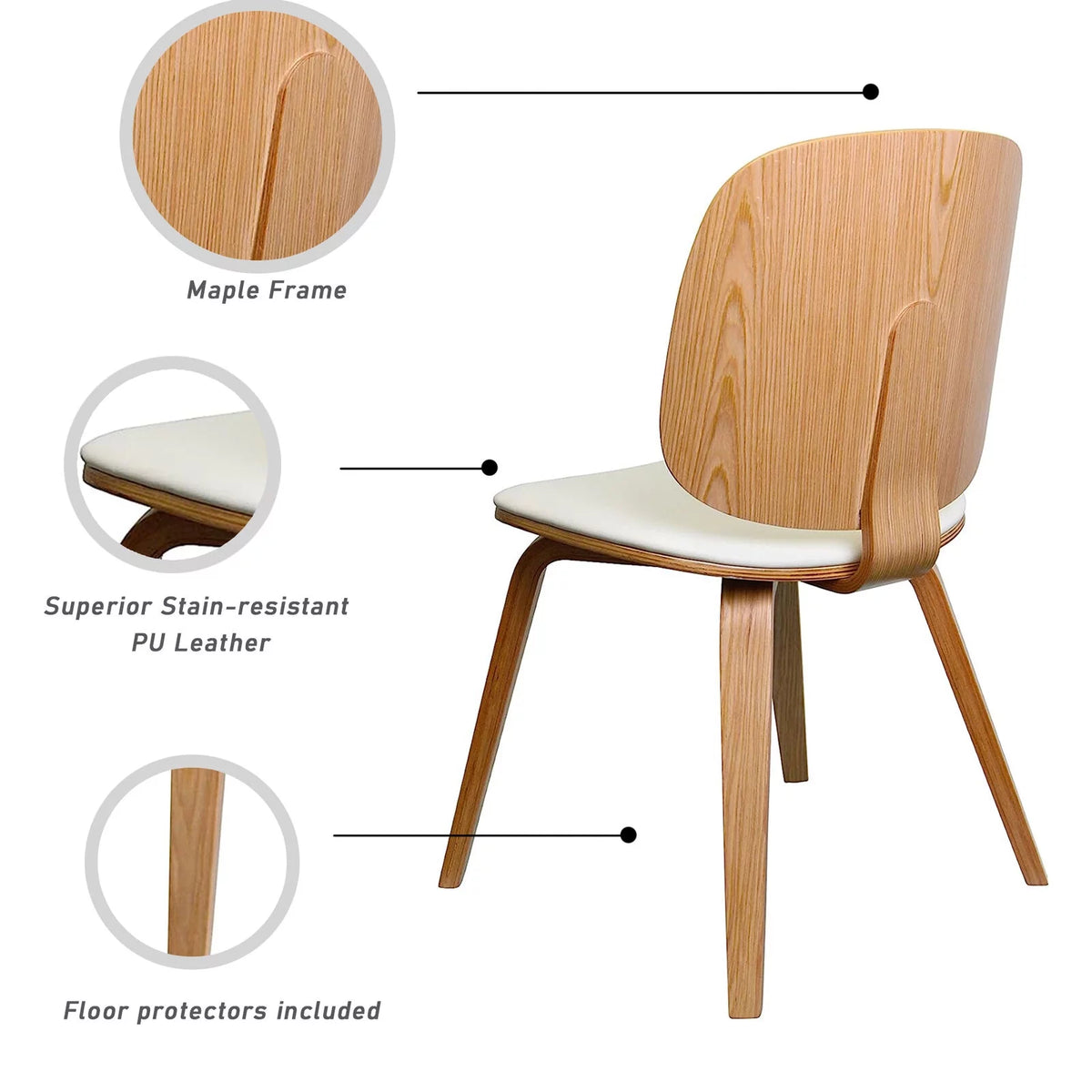 Set of 2 Wooden Dining Chair with Cushion T422