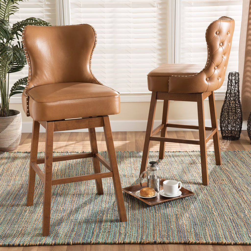Tan Swivel Bar Stool, Set of 2 V46283