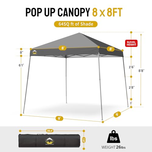 8x8 Pop Up Canopy Tent with Carry Bag Q8405