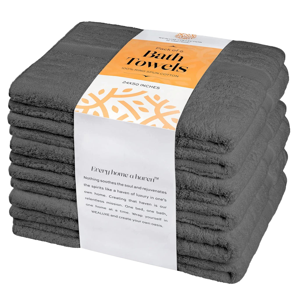 Cotton Bath Towels 24x50 Inch 6 Pack White P3226