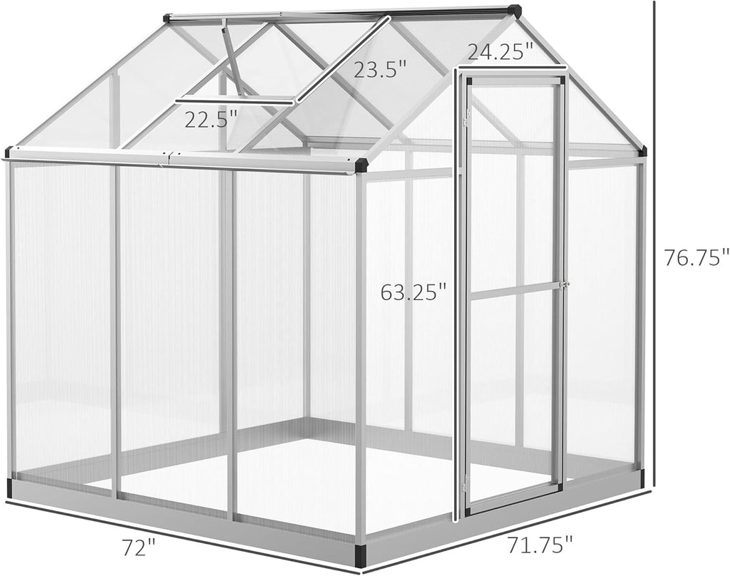 Walk-in Polycarbonate Greenhouse with Roof Vent Q681