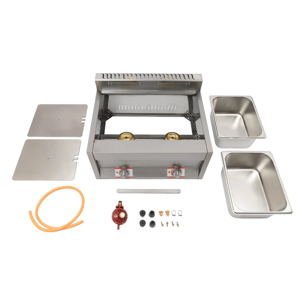 2 Burner Stainless Steel Gas Deep Fryer 12L Z9495
