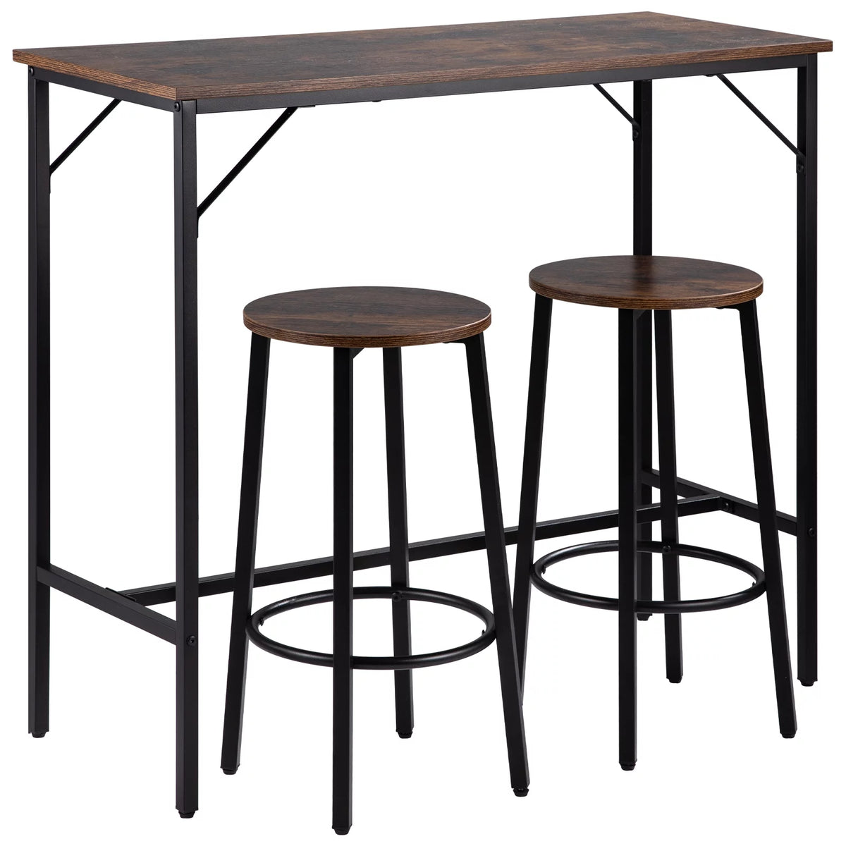 Rustic Brown 3 Piece Bar Table and Chairs Set P17076