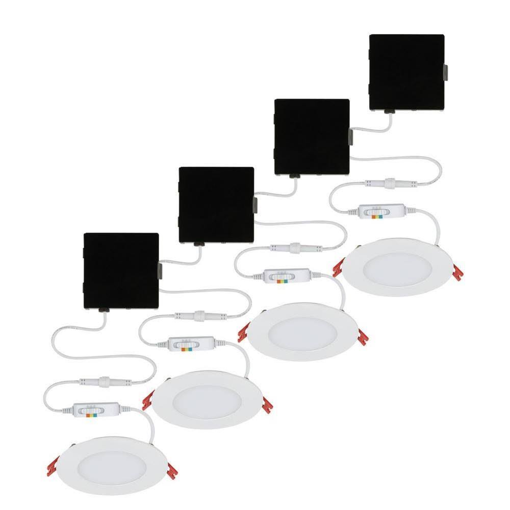 4 in. Selectable Canless Recessed Integrated LED Kit for Shallow Ceiling (4-Pac) F435036