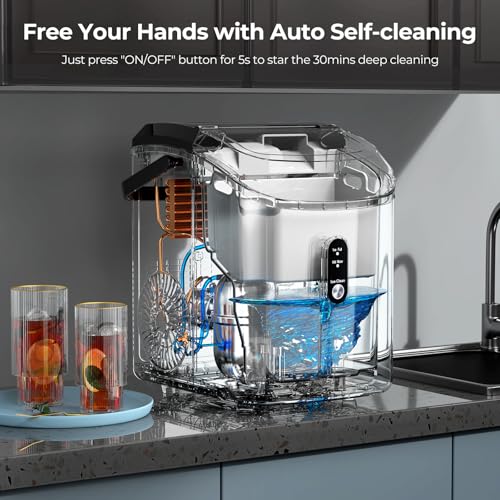 Black Countertop Nugget Ice Maker with Self-Cleaning T24471