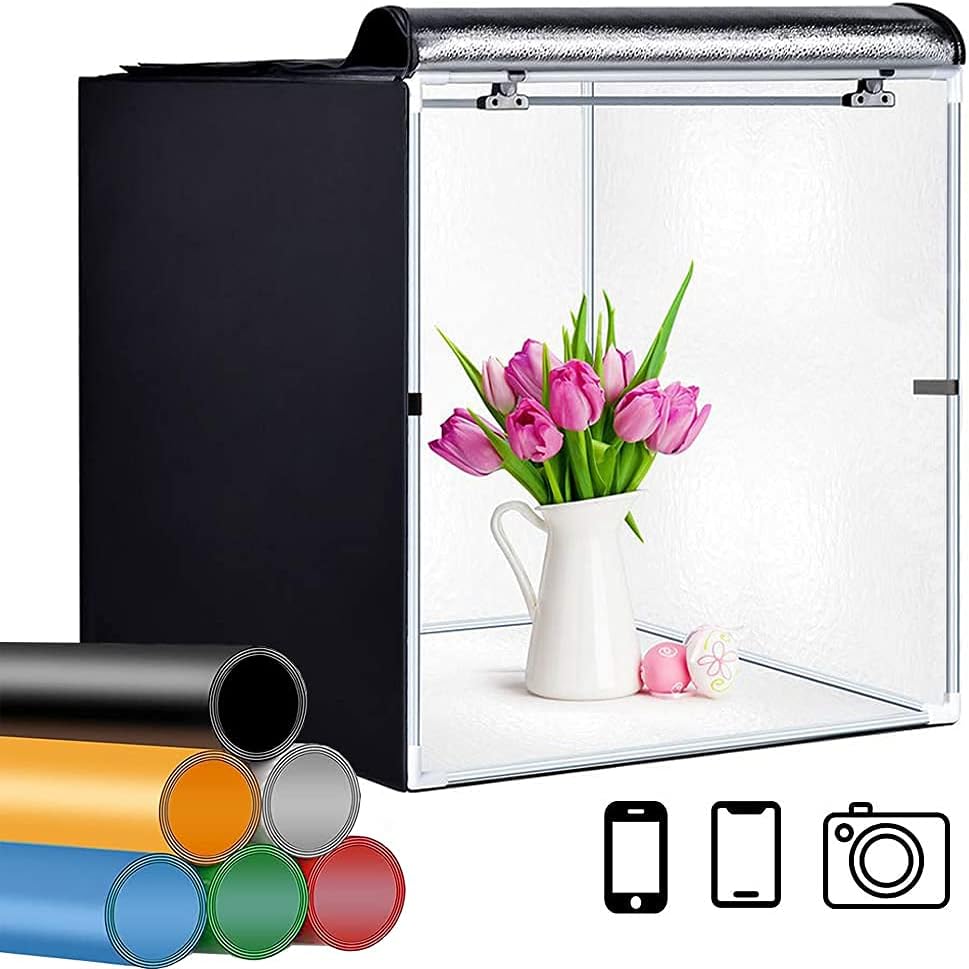 Portable Foldable 32 x 32 Inch Photo Studio Light Box with LED Lights and 3 Color Backdrops G4828