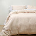 White/Natural Stripe Linen Duvet & Sham Set N335