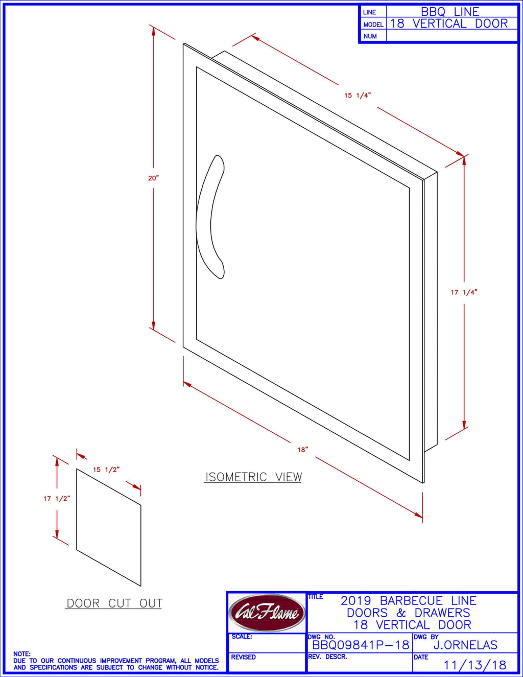 18-inch Vertical Door BBQ V30673