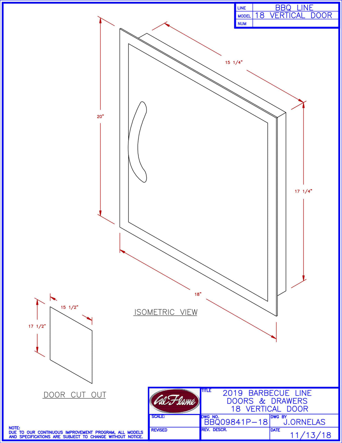 18-inch Vertical Door BBQ V30673