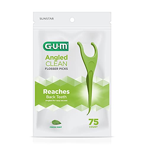 Angled Floss Picks, Extra Strong Shred-Resistant Dental Floss, Fresh Mint Flavor, 75ct (4pk) B477