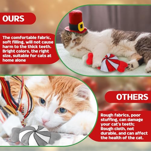6 Pcs Catnip Cat Toys Peppermint Candy Cane Cat Chew Toy Soft Interactive Kitten Teething Toys Cat Pillow E54823