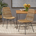 Light Brown Black Wicker Dining Chairs Set of 2 E66538