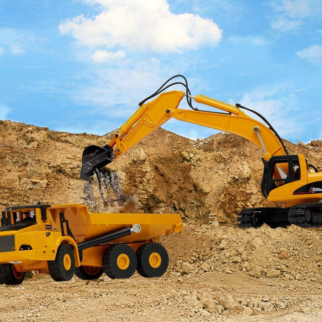 Diecast Metal Construction Trucks, Excavator and Dump Truck, Set of 2 H868280
