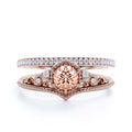 Antique Art Deco 2.00 Carat Round Cut Morganite And Diamond Moissanite Engagement Ring in 10k Solid Rose Gold B131393
