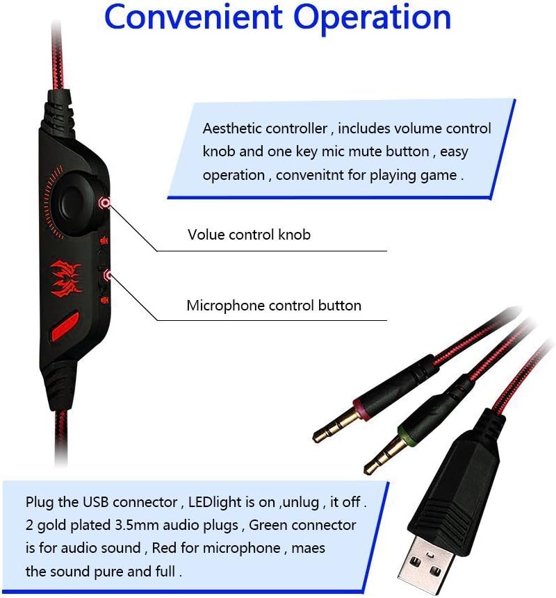 Comfortable 3.5mm Stereo Over-Ear Headphone Headband with LED Lighting O83890