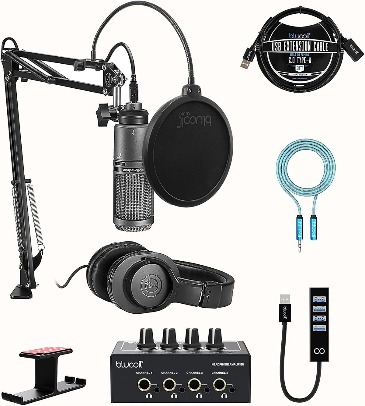 Streaming/Podcasting Pack Bundle with Pop Filter and USB Extension Cable Y992607