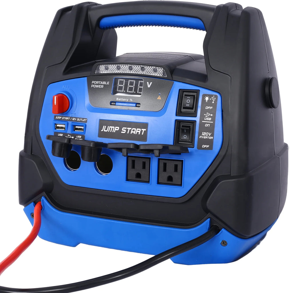 1800 Peak Amp Jump Starter with Air Compressor and AC Outlets X9572