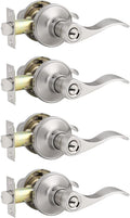4 Pack Satin Nickel Exterior Door Lockset with Same Keys F729716