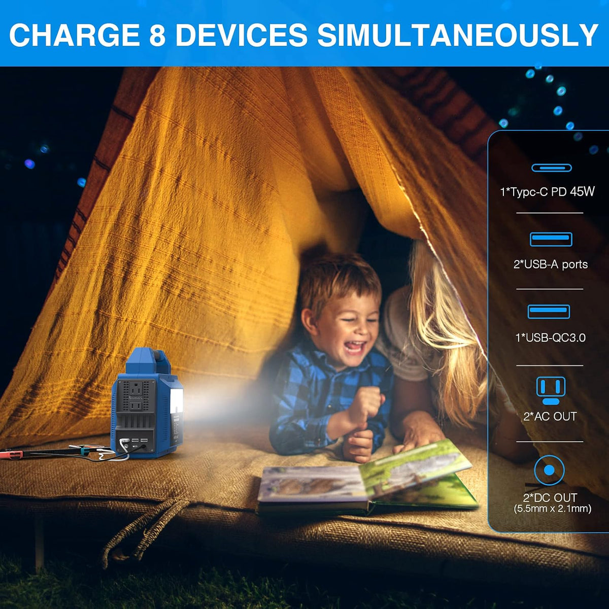 300W 296Wh 80000mAh Portable Power Station with AC Outlet M404