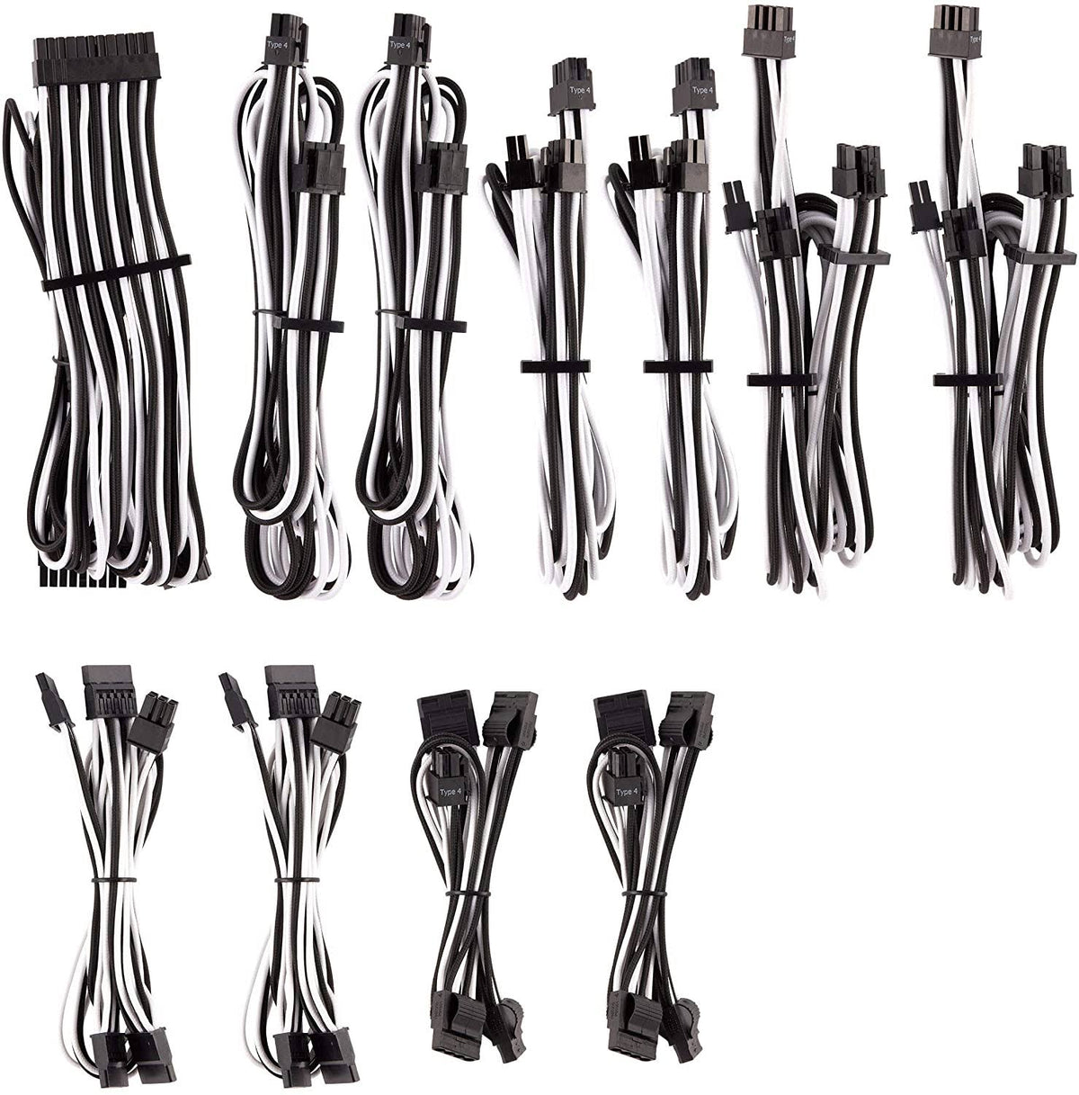 Black/White Sleeved PSU Cables Kit U852446