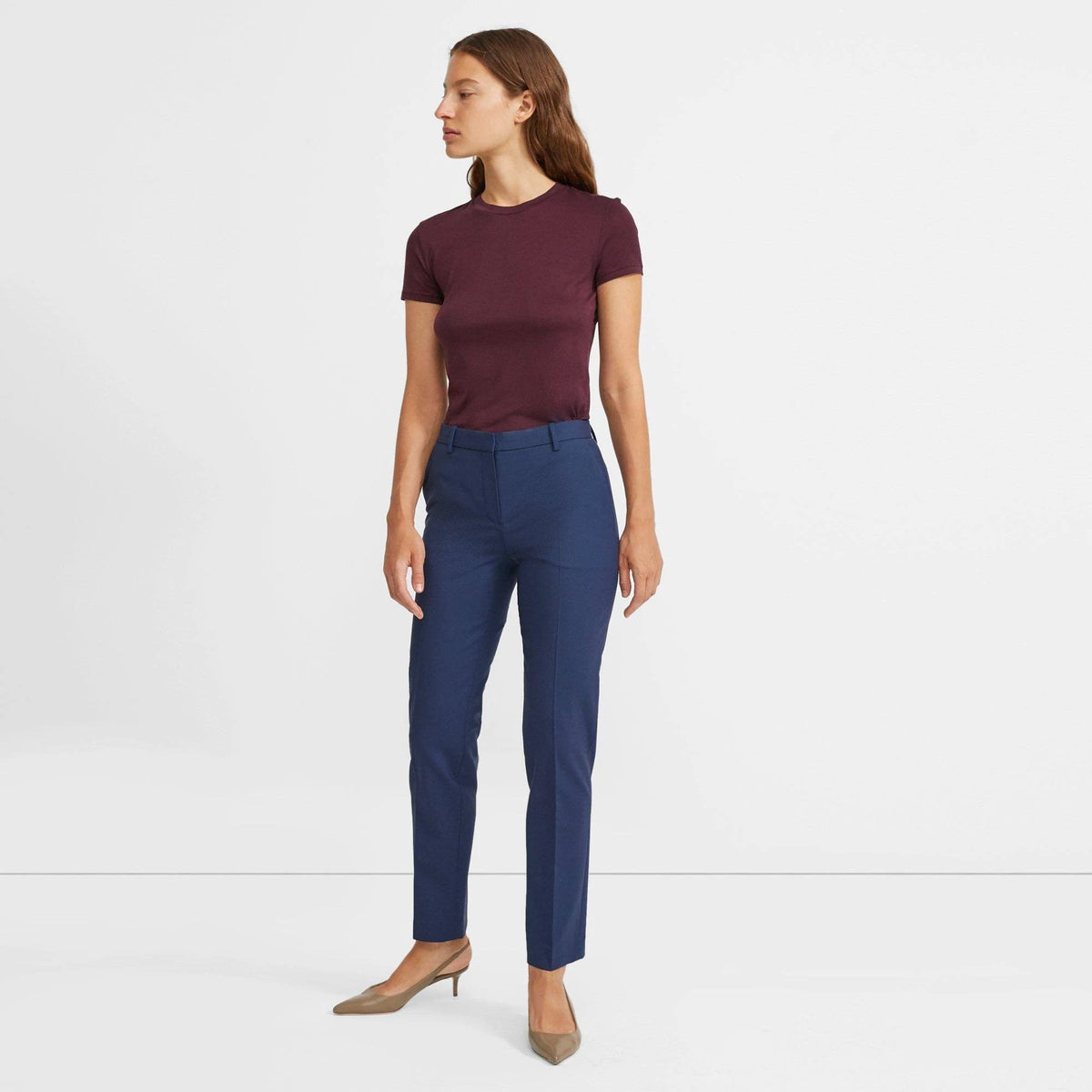Blue Full Length Pant in Good Wool E964