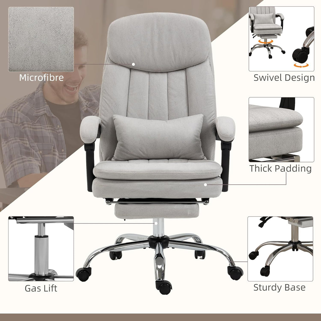 Light Gray Swivel Reclining PU Leather Office Chair Q2661