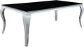 Black and Chrome Rectangular Glass Top Dining Table L6404