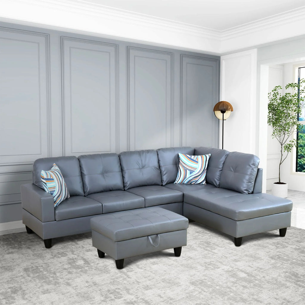 L-Shaped 3-Piece Sectional Sofa Couch H40224