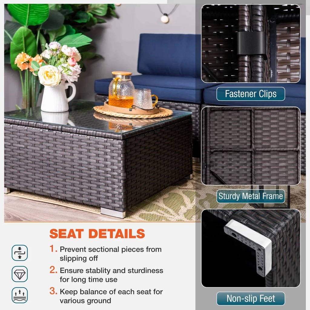8 PCS Outdoor Patio Furniture Set with Fire Pit Table E52704