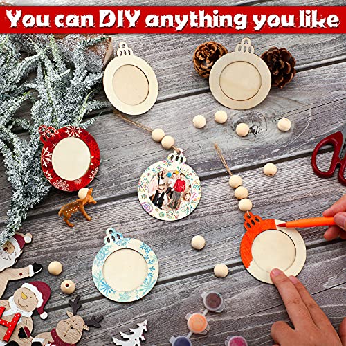 24 Pcs Christmas Photo Ornament Wooden Picture Frames H611853