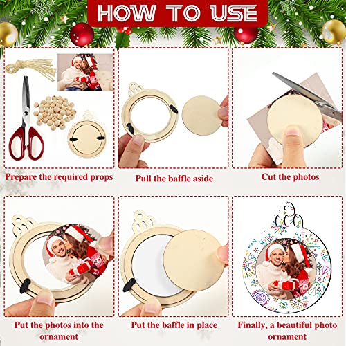 24 Pcs Christmas Photo Ornament Wooden Picture Frames H611853
