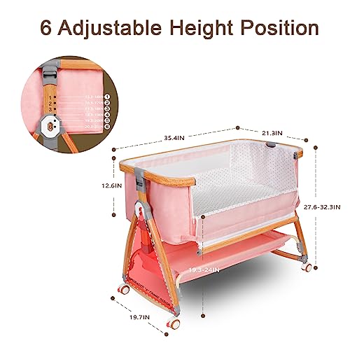 Light Grey 6 Height Adjustable Bassinet with Wheels and Mosquito Net A988