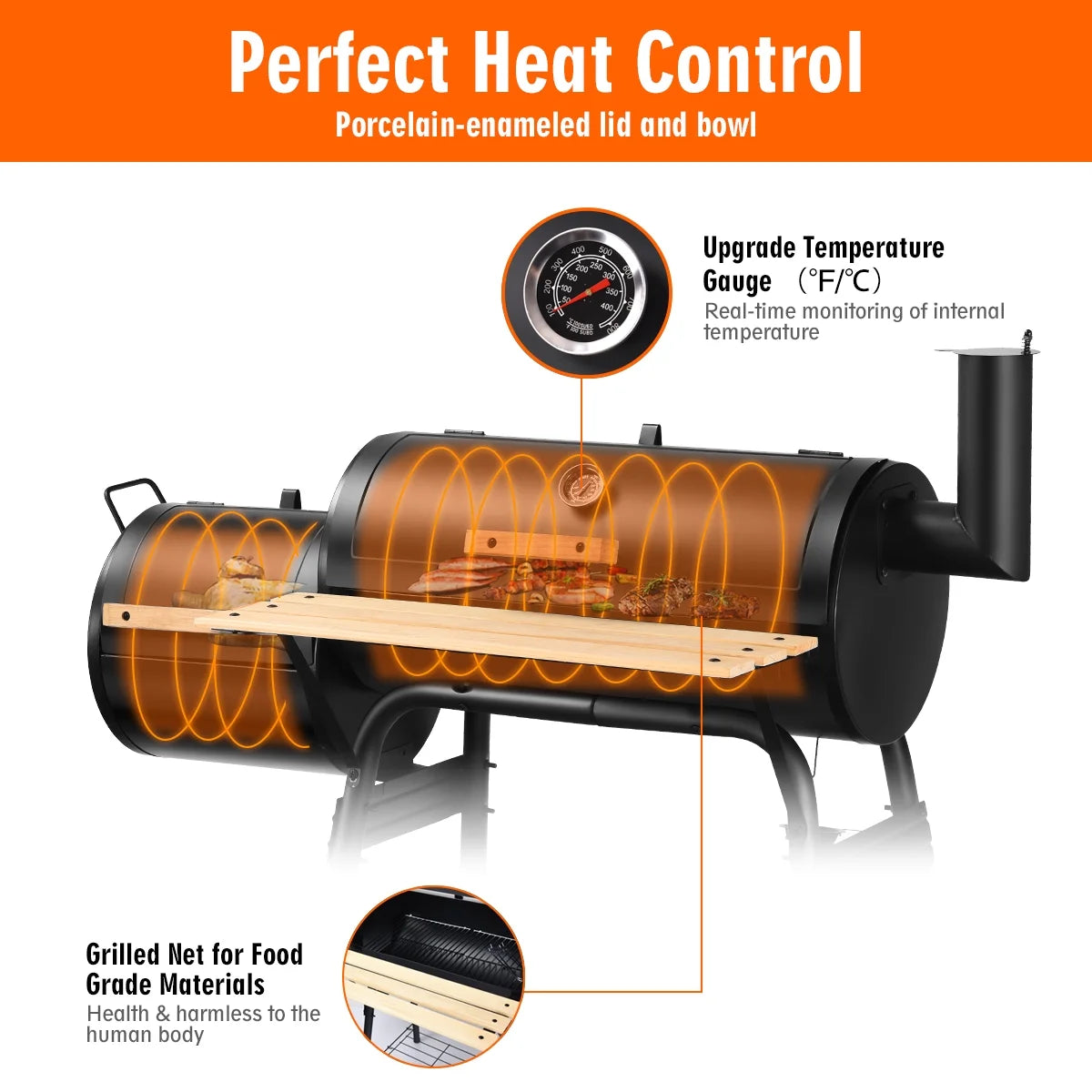 Outdoor Charcoal BBQ Grill Smoker M16425