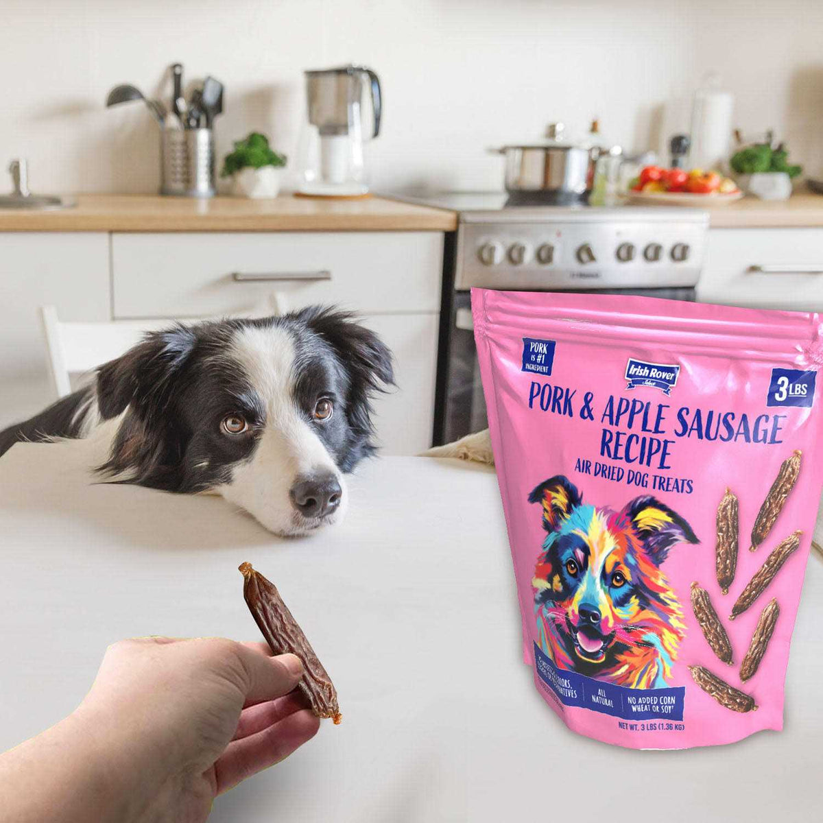 Air Dried Pork and Apple Sausage Dog Treats G529