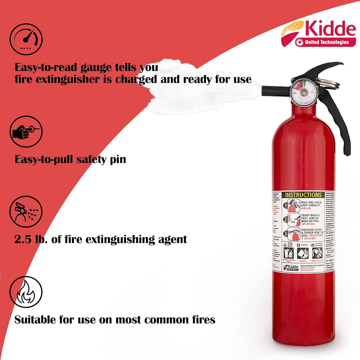 2 Pack Red Multipurpose Fire Extinguishers T8053