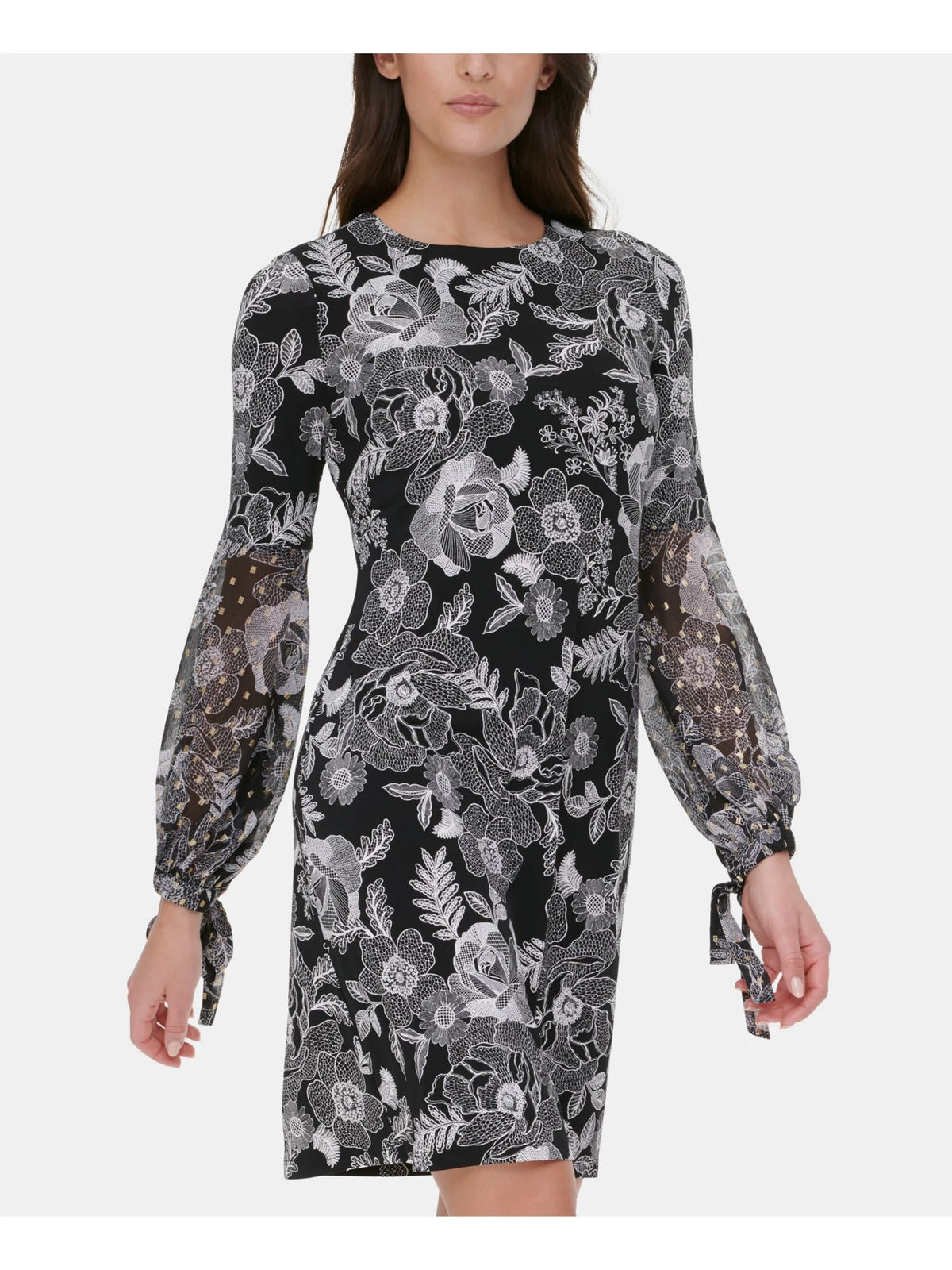 Black Floral Shift Dress Petites 2P S3243