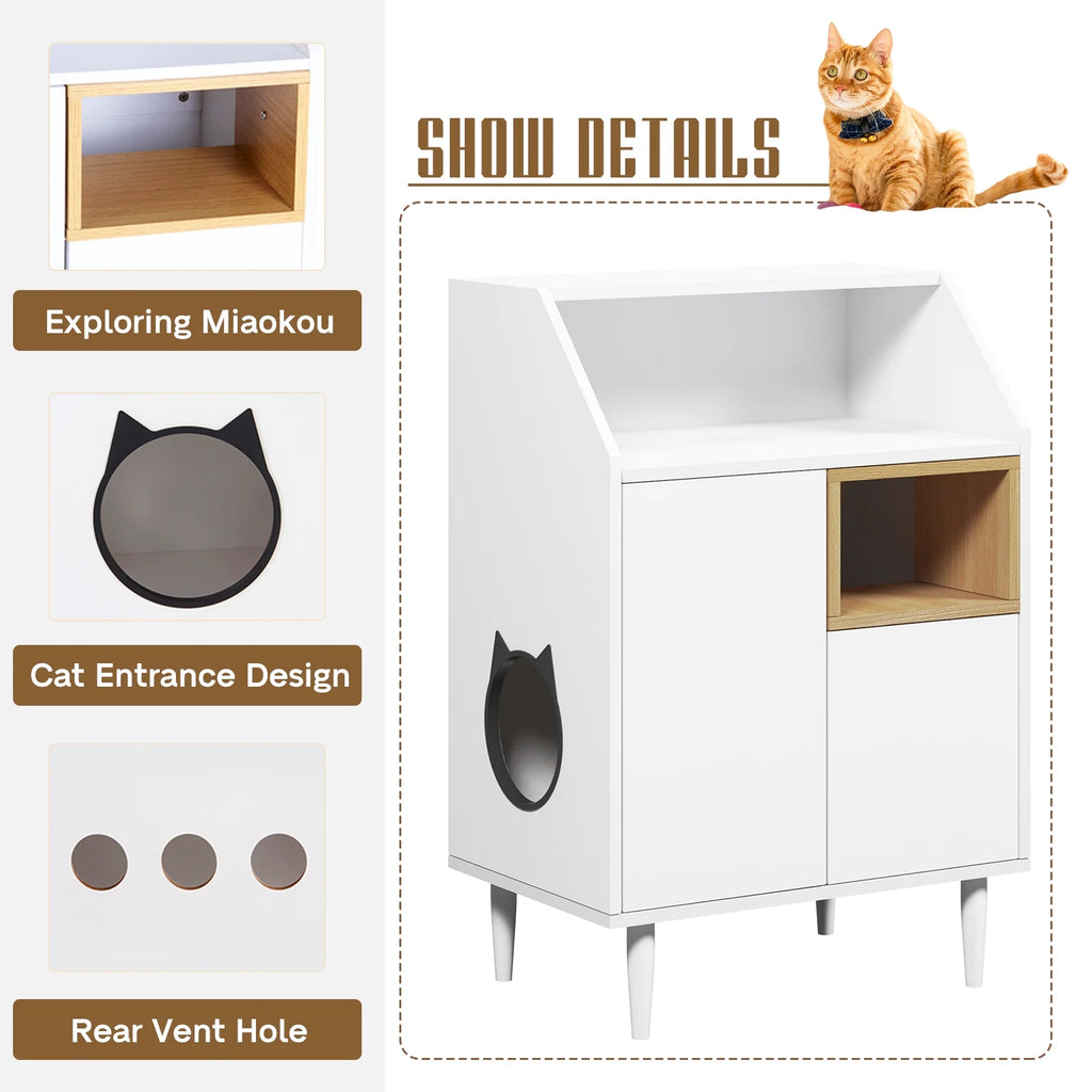 Cat Litter Box Enclosure Wooden Pet Crate Furniture L44543