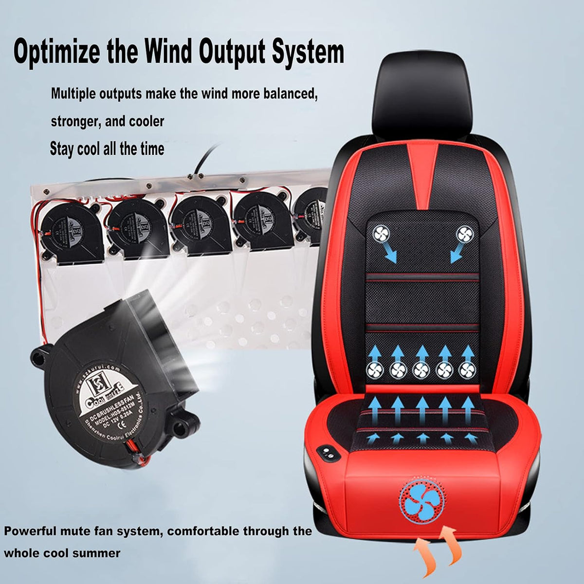 Cooling Car Seat Cushion Cover (Black and Red) T657845