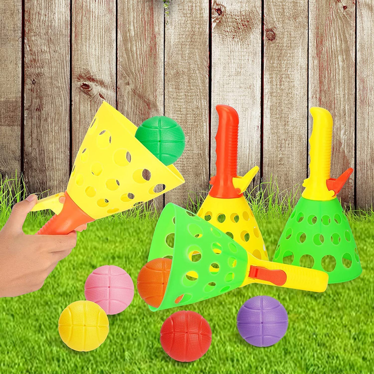 Pop Catch Ball Game with 4 Catch Launcher Baskets and 6 Balls E9741